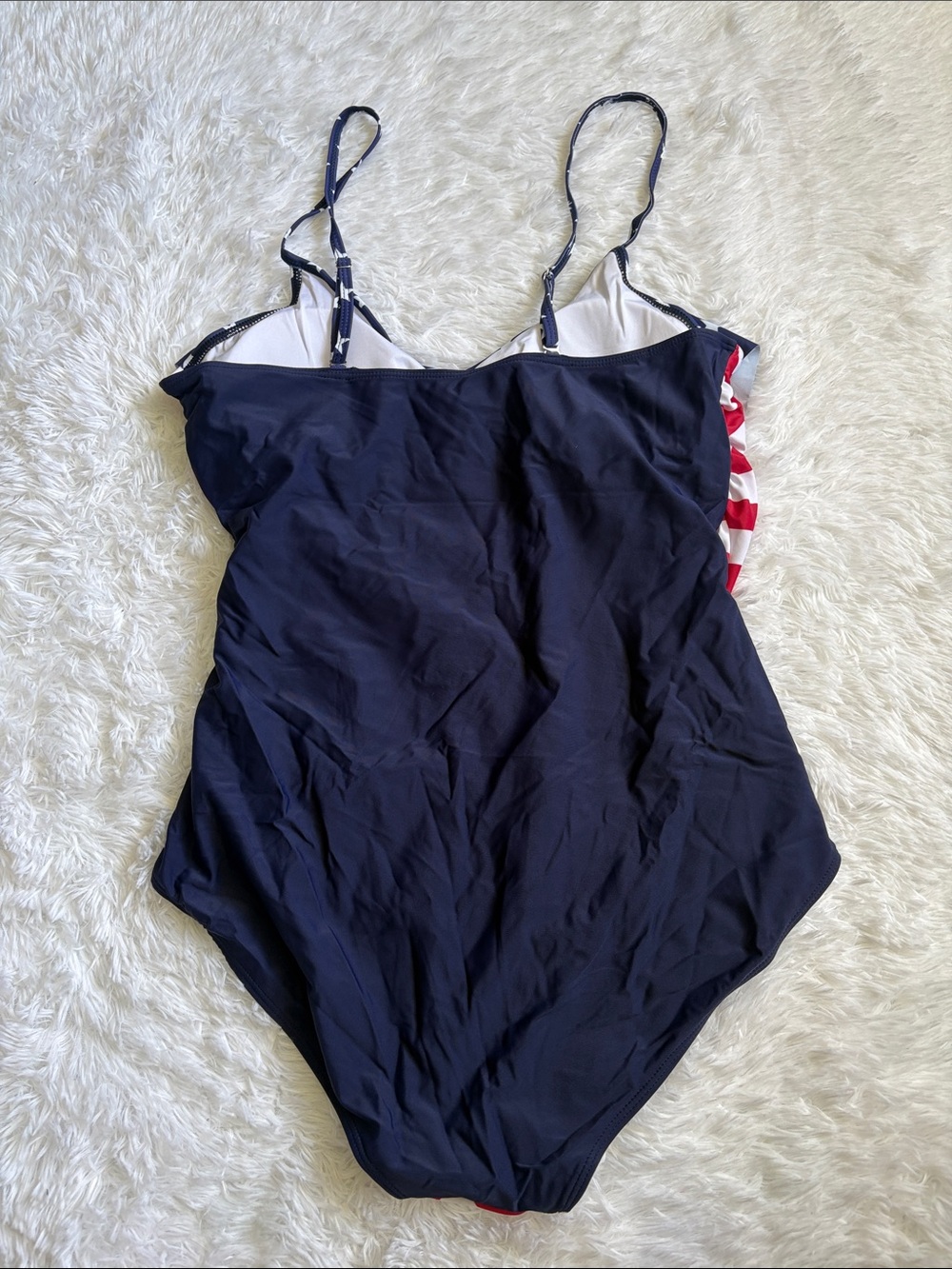 New In Packaging American Flag Ruffle Front One Piece Swimsuit Size 2XL - Picture 7 of 15